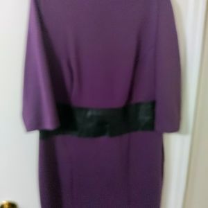 Dress with faux leather belt